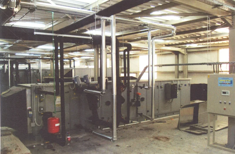 Water and steam connections to a central air handling unit