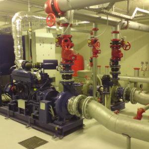 Fire complex with piping in compliance with VTS (German standards)