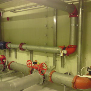 Fire complex with piping in compliance with VTS (German standards)