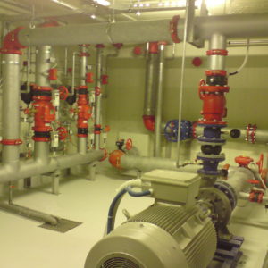 Fire complex with piping in compliance with VTS (German standards)